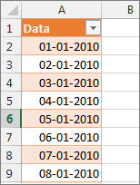 Coluna de data no Power Pivot