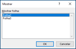 Caixa de diálogo Mostrar folhas