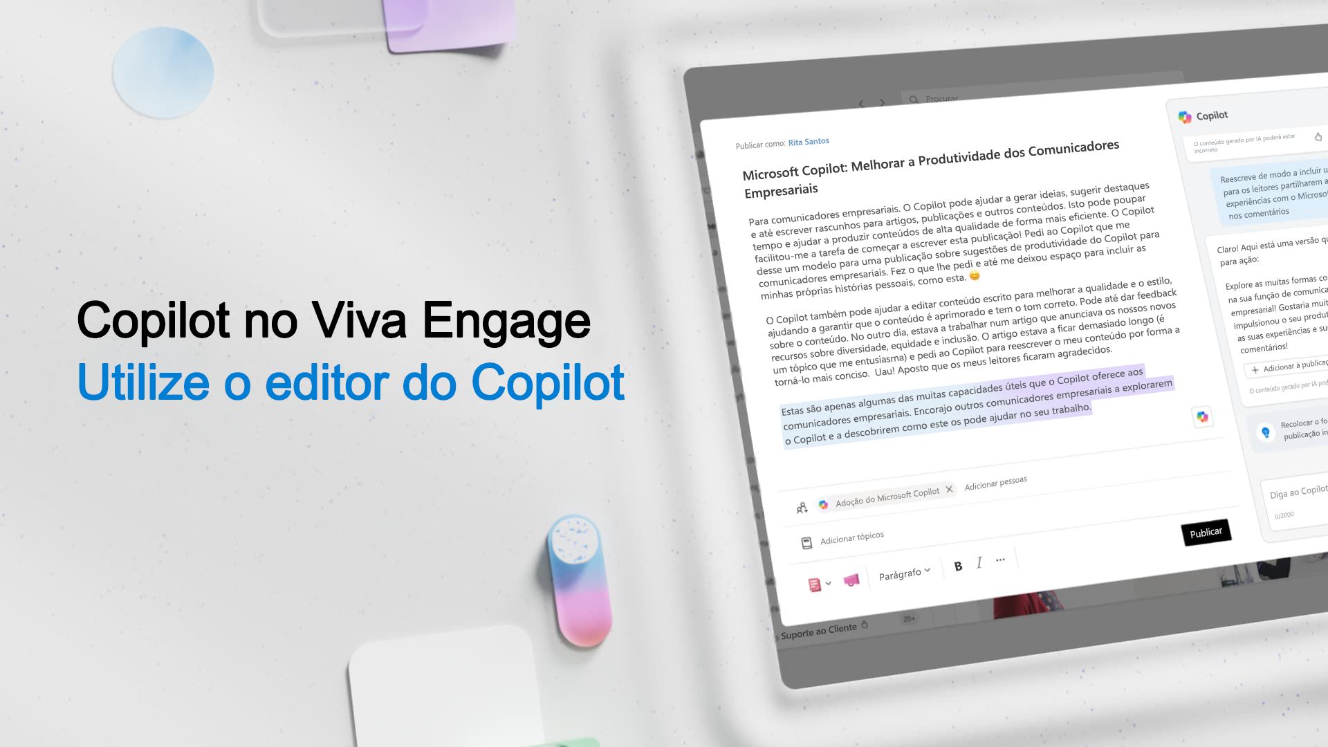 Vídeo: Utilizar o editor do Copilot no Viva Engage