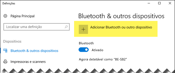 Adicionar um dispositivo Bluetooth