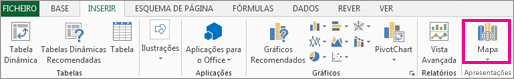 Botão Mapa no separador Inserir