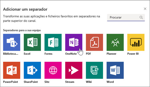 Adicionar o OneNote como um separador numa equipa.