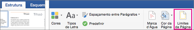 No separador Estrutura, a opção Limites de Página está realçada