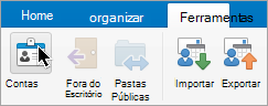 Mostra o botão de Contas no menu Ferramentas