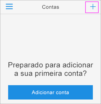 Toque no sinal + na aplicação Azure Authenticator.