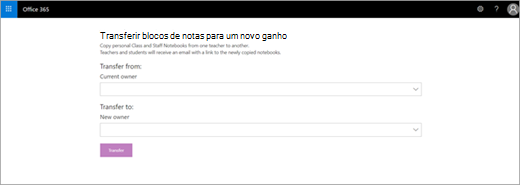 Transferir o seu Bloco de Notas Escolar para um professor diferente