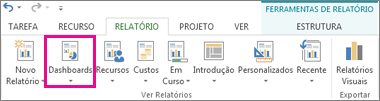 Botão Dashboards no separador Relatório