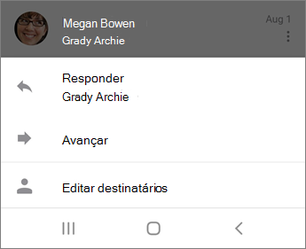 Respondendo a e-mail no Outlook mobile