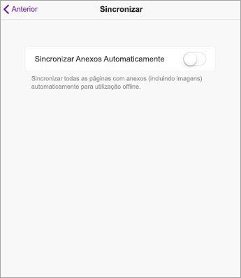 Desative a sincronização automática nas definições do OneNote no iPad.