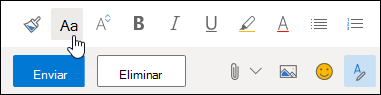 Captura de ecrã com a opção do tamanho do Tipo de Letra na barra de ferramentas da formatação.