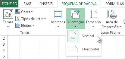 No separador Base, clique em Orientação