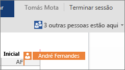 O Word Online mostra-lhe a parte do documento em que outros autores estão a trabalhar