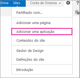 Adicionar uma aplicação (lista, biblioteca)