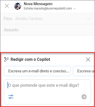 Algum texto "O que pretende que esta mensagem de e-mail diga" para o Rascunho com o Copilot no Outlook