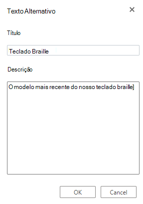 A caixa de diálogo Texto Alternativo no Visio para a Web