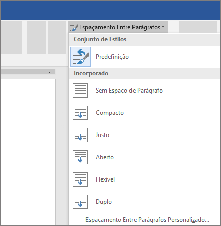 Opções para alterar o espaçamento entre parágrafos no Word