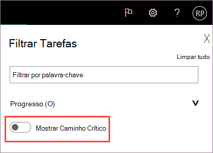 Ativar Mostrar Caminho Crítico