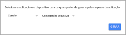 Selecionar a aplicação e o dispositivo para a sua palavra-passe de aplicação