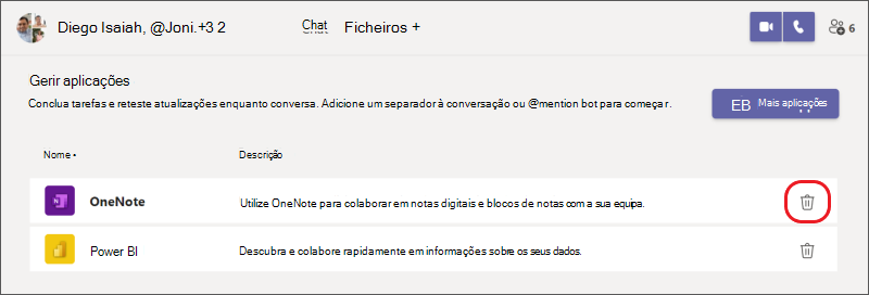 desinstalar uma aplicação de um chat