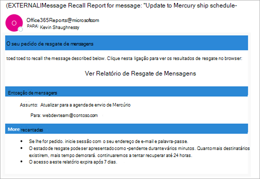 outlook para verificar uma captura de ecrã de mensagem