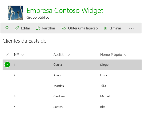 Lista no SharePoint Online