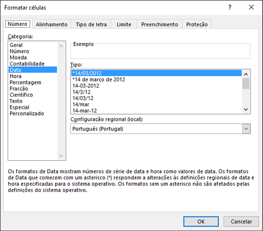 Formatar uma célula como uma data