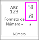 aumentar ou diminuir casas decimais na formatação de números