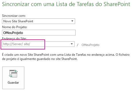 Imagem de sincronizar com um novo site SharePoint