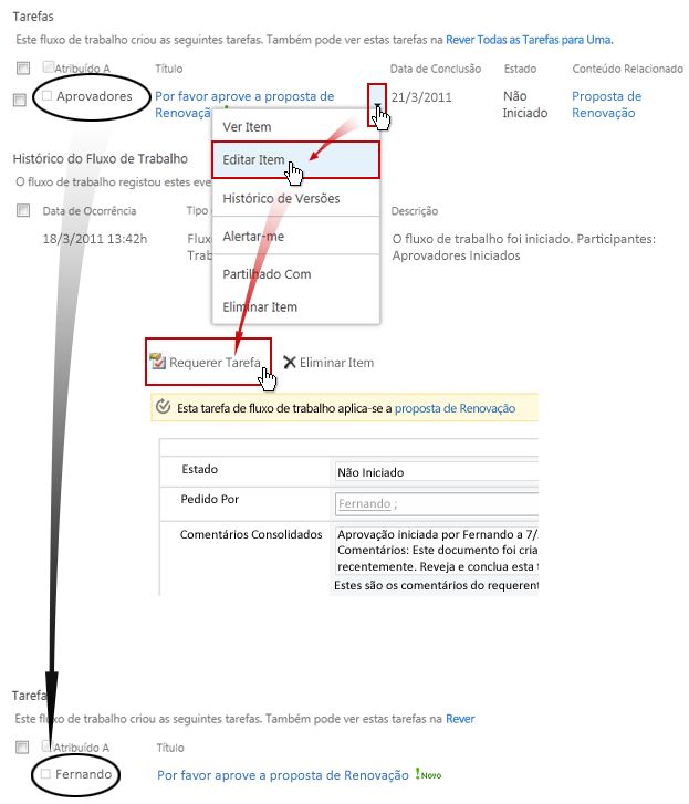 Como requerer uma tarefa de grupo