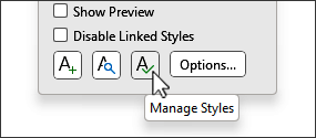 O botão Gerir Estilos na caixa de diálogo Estilos.