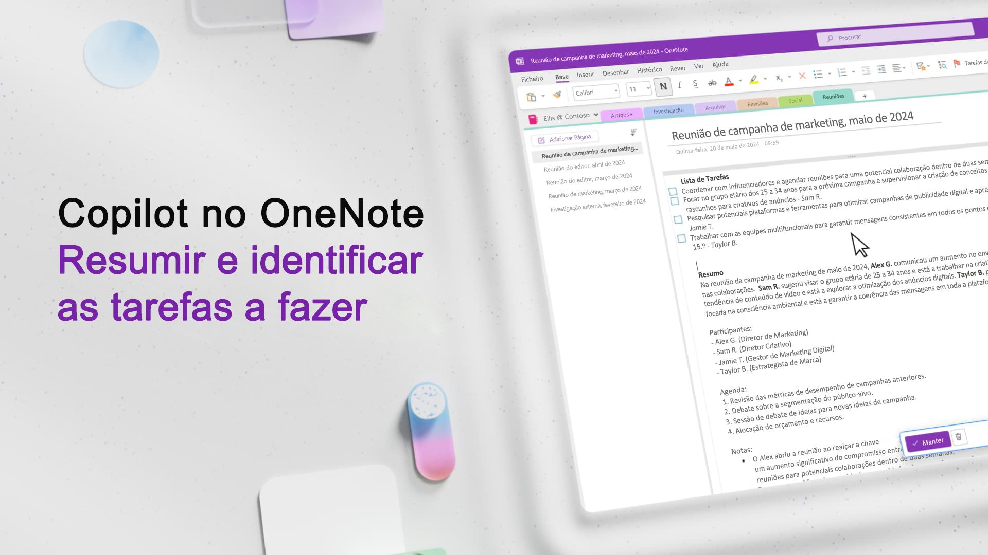 Vídeo: Resumir e identificar itens a fazer com o Copilot no OneNote