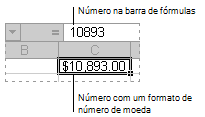 Barra de fórmulas e célula relacionada