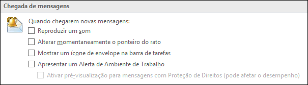 Opções de chegada de mensagens