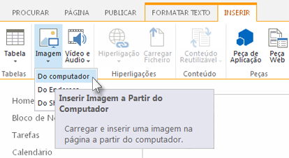 Opção para Inserir uma imagem do computador