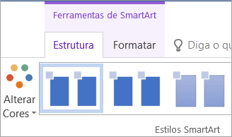 O botão Alterar Cores no separador Estrutura nas Ferramentas de SmartArt