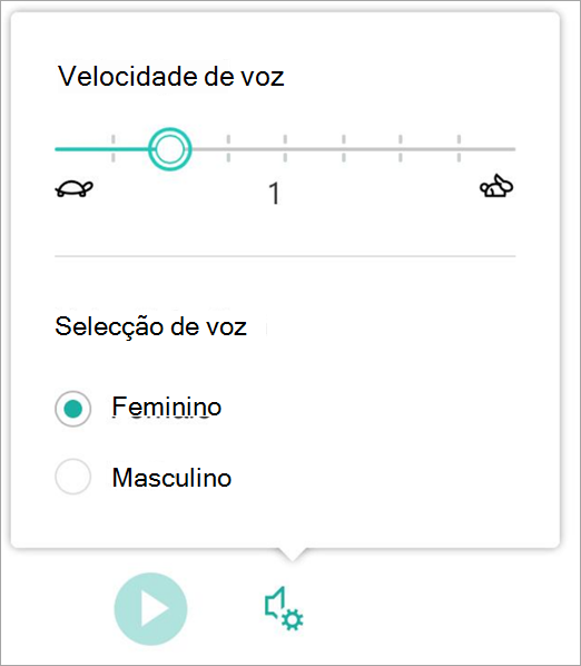 Velocidade e género de voz da leitura avançada