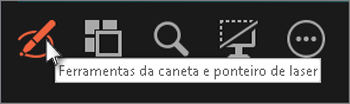 Utilizar a ferramenta de caneta ou laser para escrever ou apontar para os diapositivos