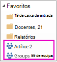 Lista de Favoritos com dois grupos realçados