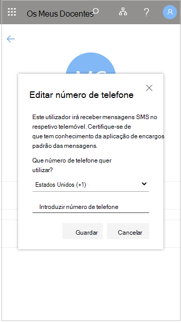 Editar um número de telefone de docentes em Os Meus Docentes