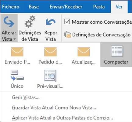 Selecione Alterar Vista para escolher uma nova vista.