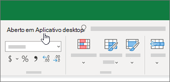 Abrir na Aplicação Para Computador na parte superior do livro do Excel