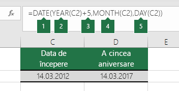 Calculați o dată calendaristică pe baza unei alte date