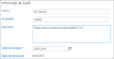 Project descriere în Project Online.