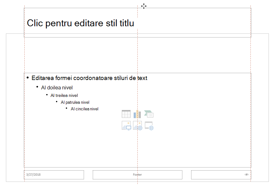 Glisați substituentul Titlu în sus și fixați-l în afara marginii diapozitivului vizibil