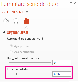 Glisorul Explozie radială din panoul Formatare serie de date