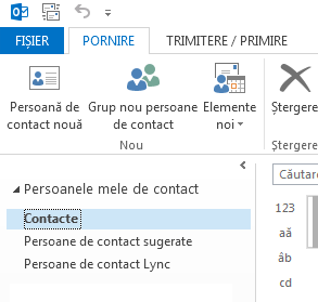 Sub Persoanele mele de contact, faceți clic dreapta pe folderul Persoane de contact.