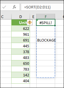 Erorile #SPILL! eroare - Zona de vărsare nu este necompletată