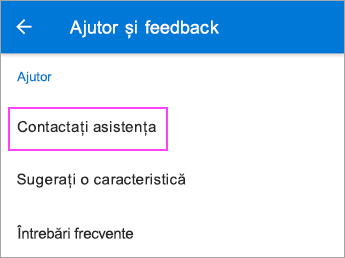 Alegeți Contactați asistența