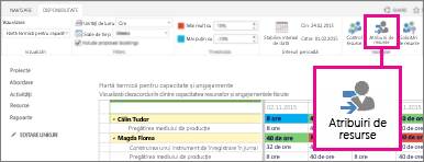 Alegeți Atribuiri de resurse pe fila Disponibilitate