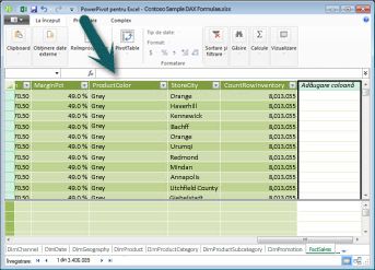 Bara de formule PowerPivot